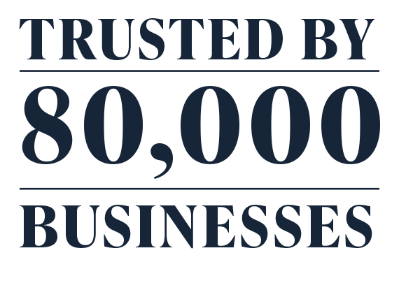 Eighty thousand navy blue graphic on a white background